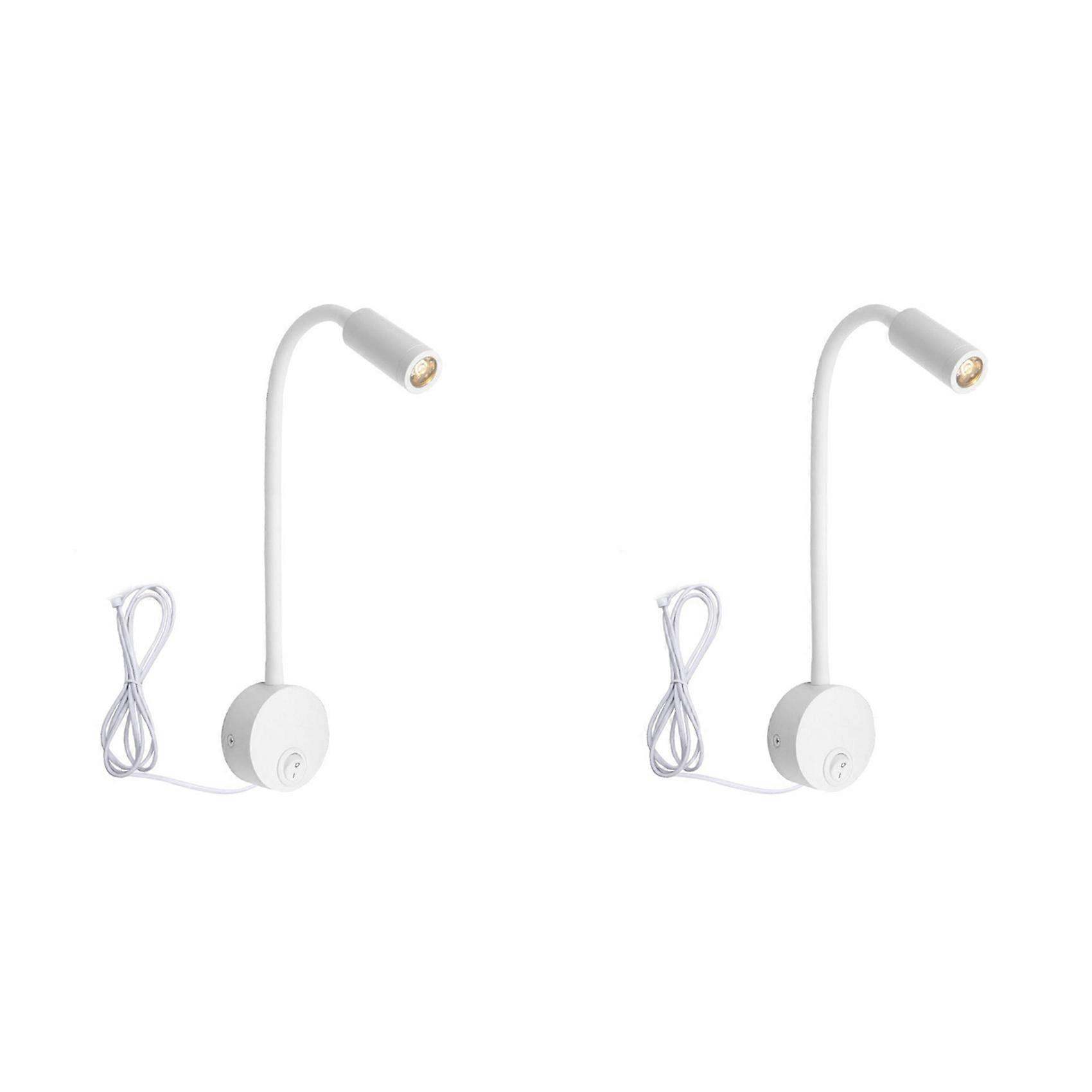 2X Wall-Mounted Reading Lamp Wall Lamp Hose Bedside Lamp Switch Control Minimalist Style Wall Lamp(White US Plug)