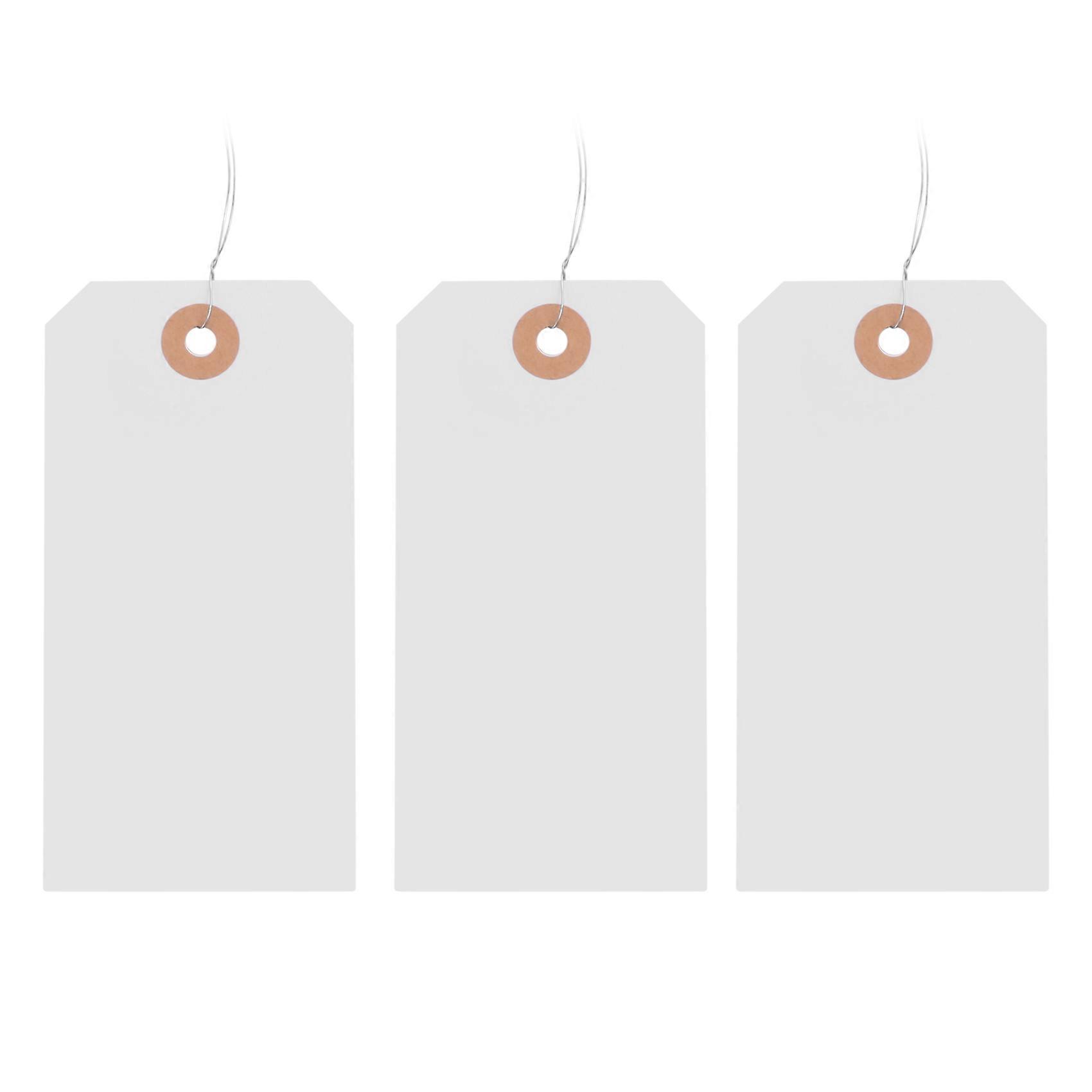 125 Pcs Hang Tags with Reinforced Eyelet and Wire, Pre-Attached Wire Cardboard for Labeling Price 4 3/4 X 2 3/8 Inch