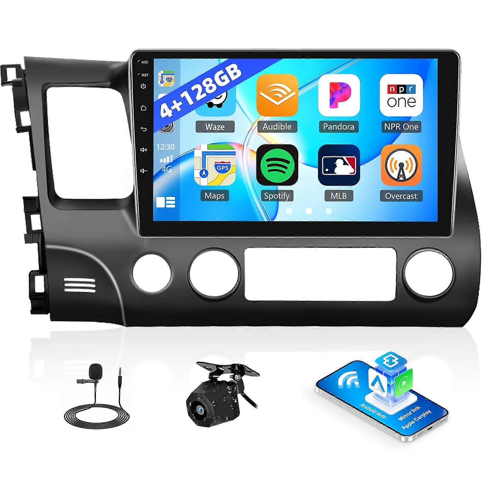 Android 15 Car Stereo for Honda Civic 20062011, 10.1' Touchscreen Radio with Wireless CarPlay, Android Auto, GPS, DSP, 128GB Storage