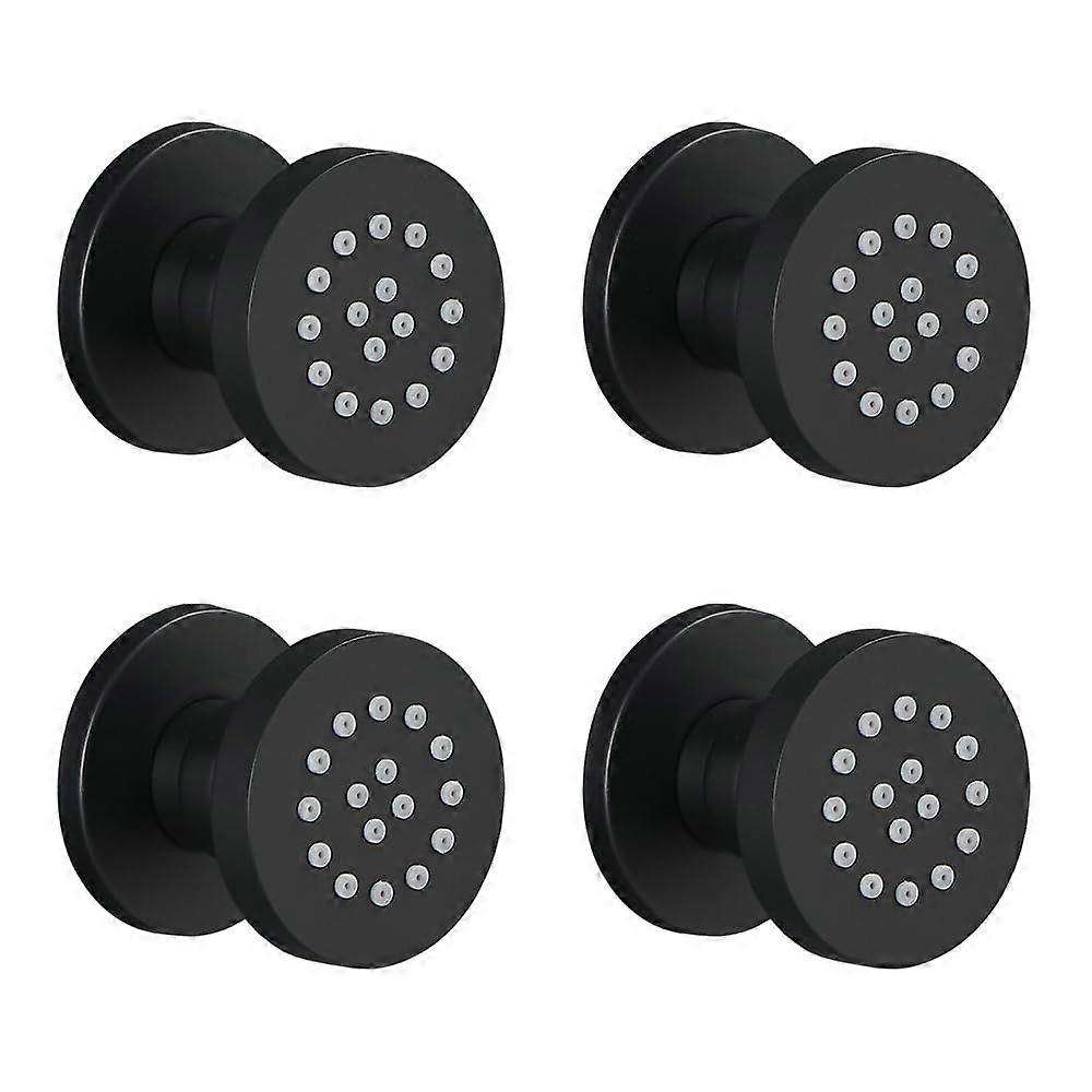 Shower Body Spray Set 4PCS Matte Black Round Solid Brass Wall Mounted Massage Jets Adjustable