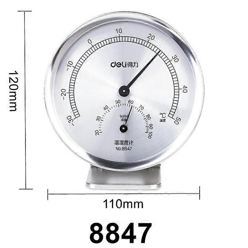Deli 8812  8847 Stainless 304 Machanical Thermo-Hygrometer Induction Element No Need Battery Temperature And Humidity Meter