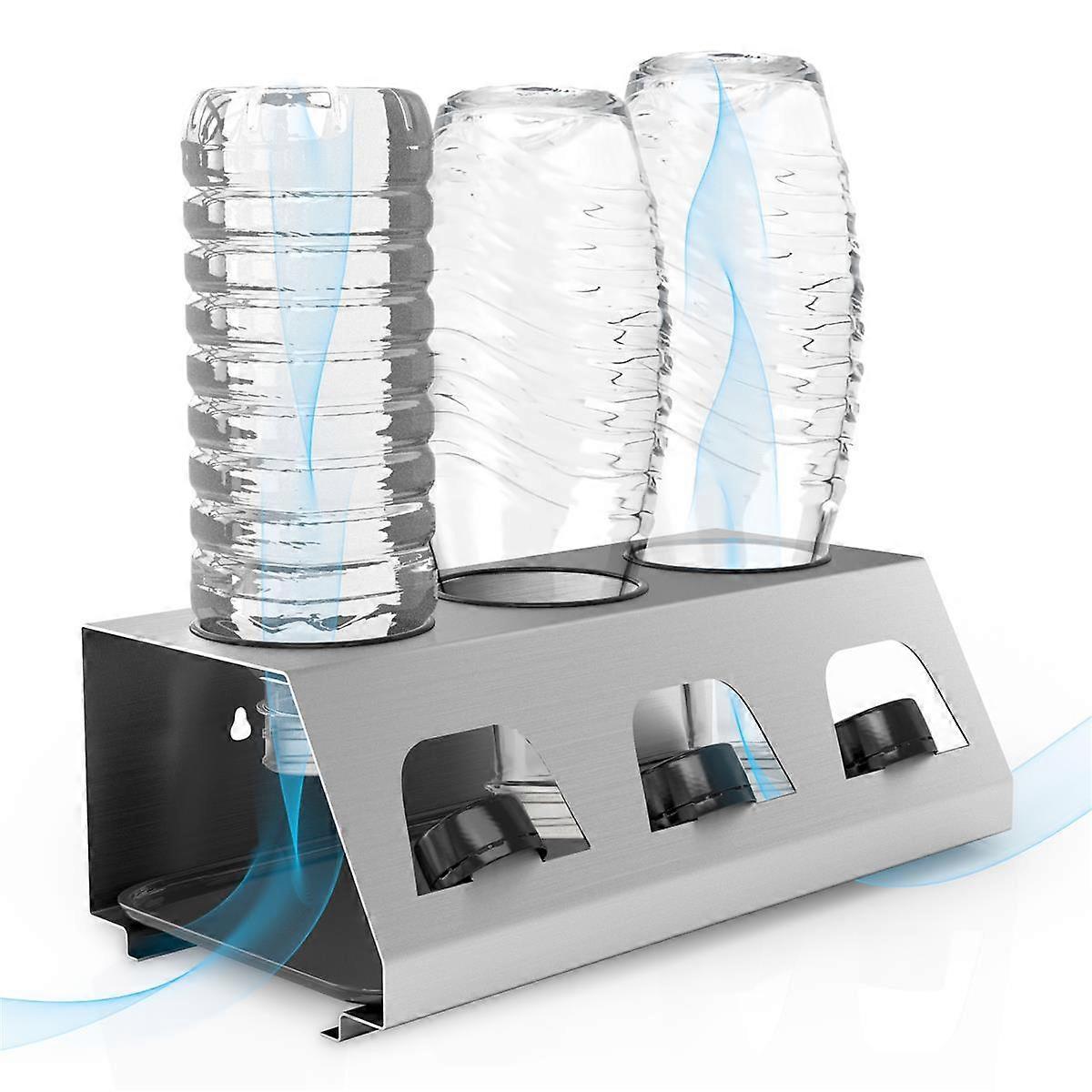 silver rostfritt stål dräneringsställ flaskställ torr hållare för upp till 3 flaskor