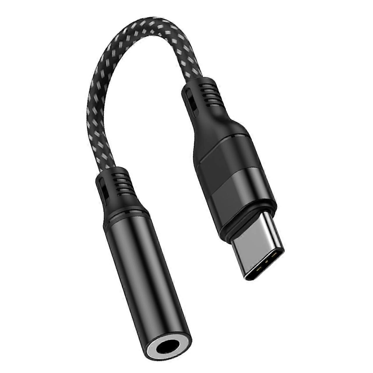 TypeC Headphone Adapter USBC To 3.5mm Jack, Compact Design, Black