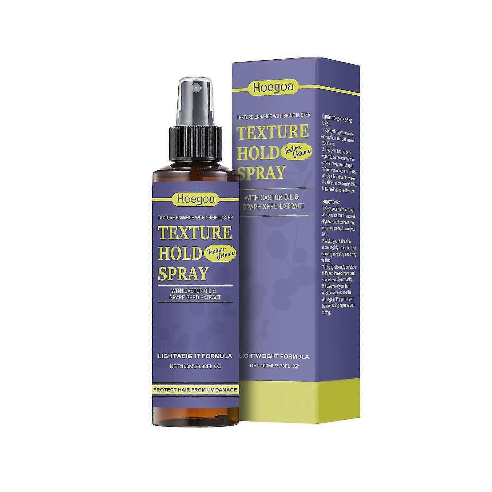 Fluffy Hair Texture Styling Spray - Long-Lasting, Quick-Drying, Non-Sticky Volumizing Spray with Nourishing Castor Seed Oil & Grape Seed Extract for M