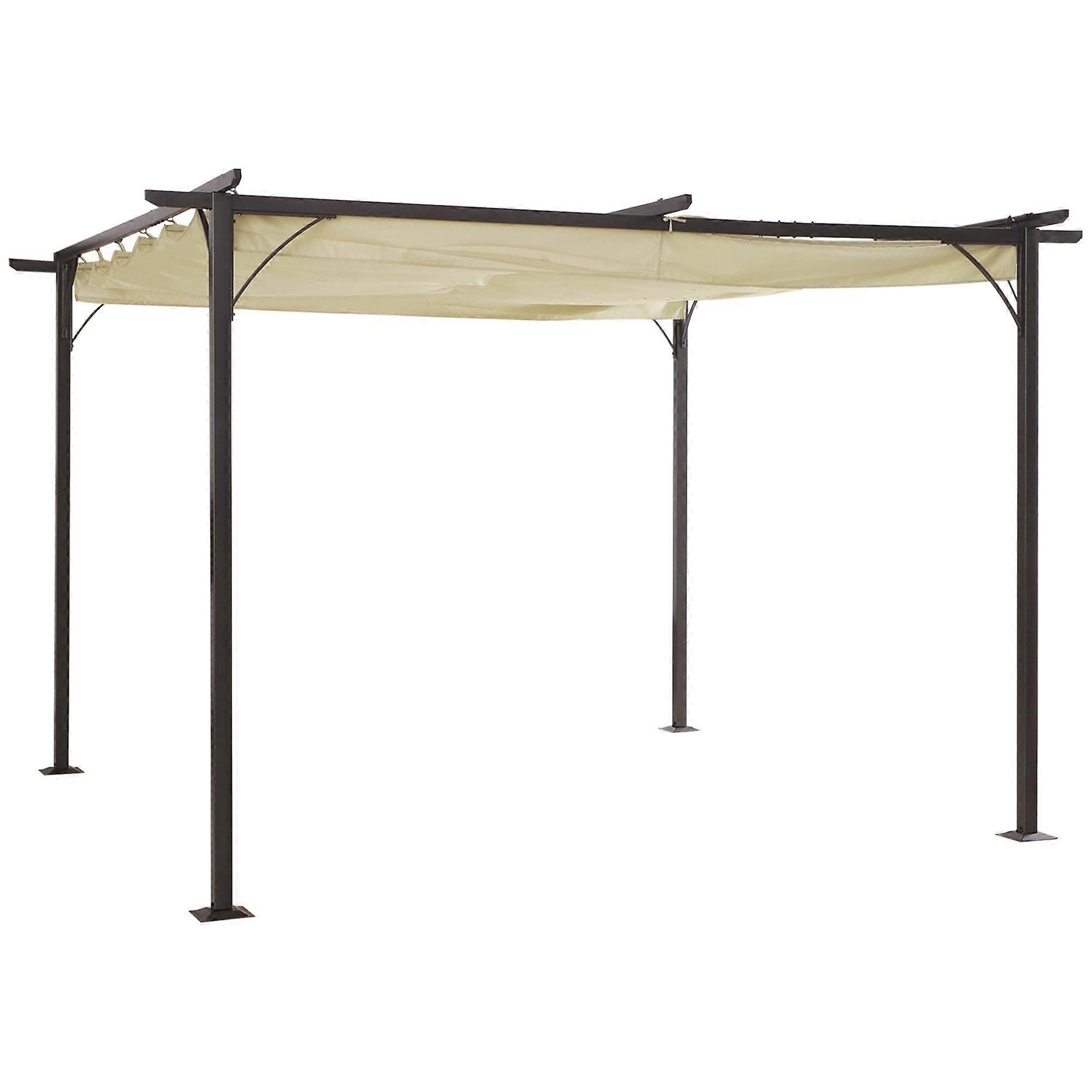 3.5x3.5m Metal Pergola with Retractable Canopy