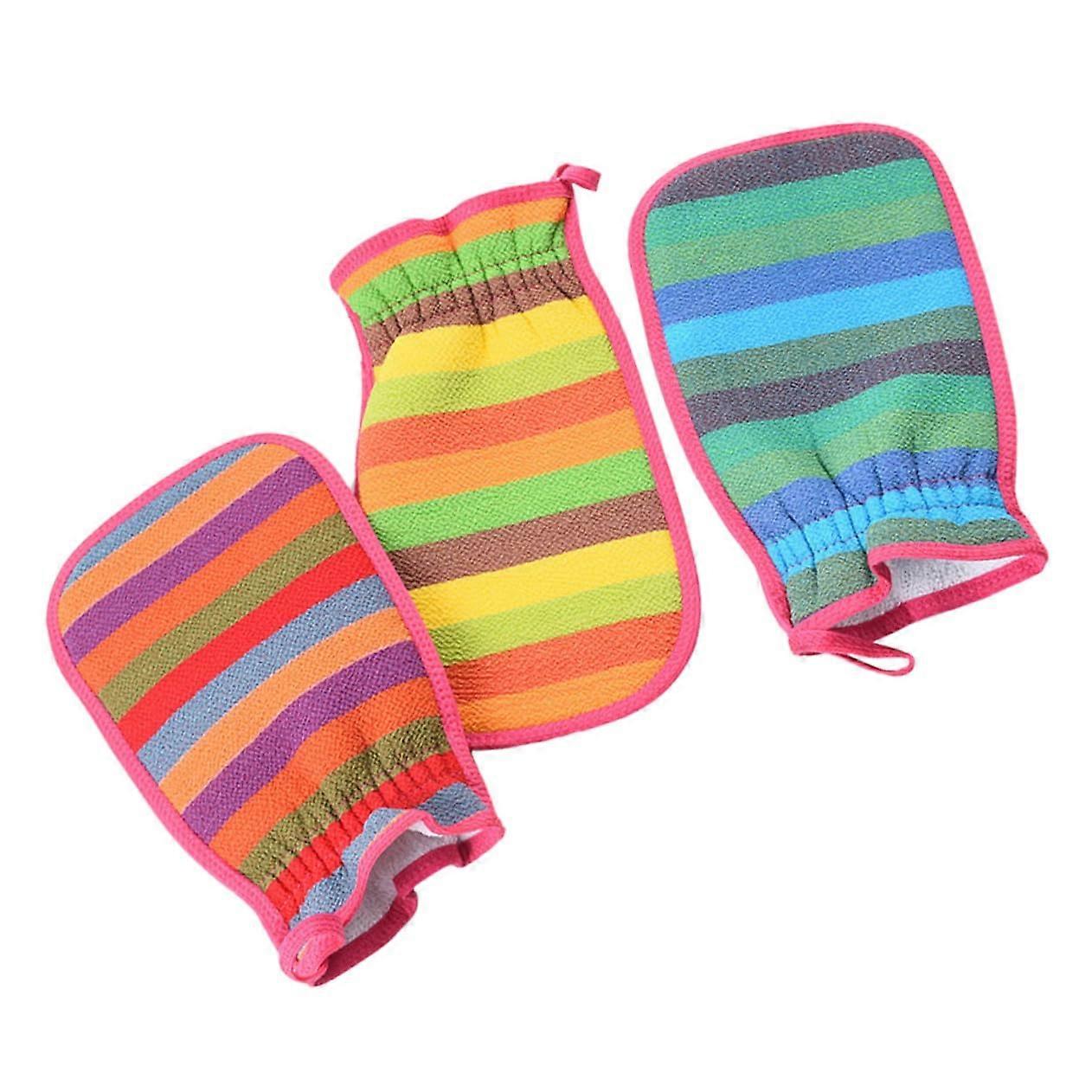 3pcs Exfoliating Bath Gloves with Dual Texture Scrub for Deep Body Exfoliation and Circulation Boost