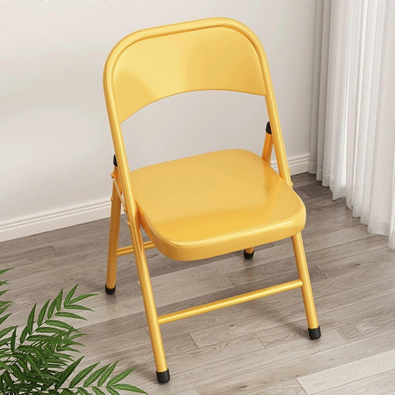 Folding Metal Chair with Ergonomic Backrest,  Load Capacity, Yellow, 45x45x82cm for Home and Office
