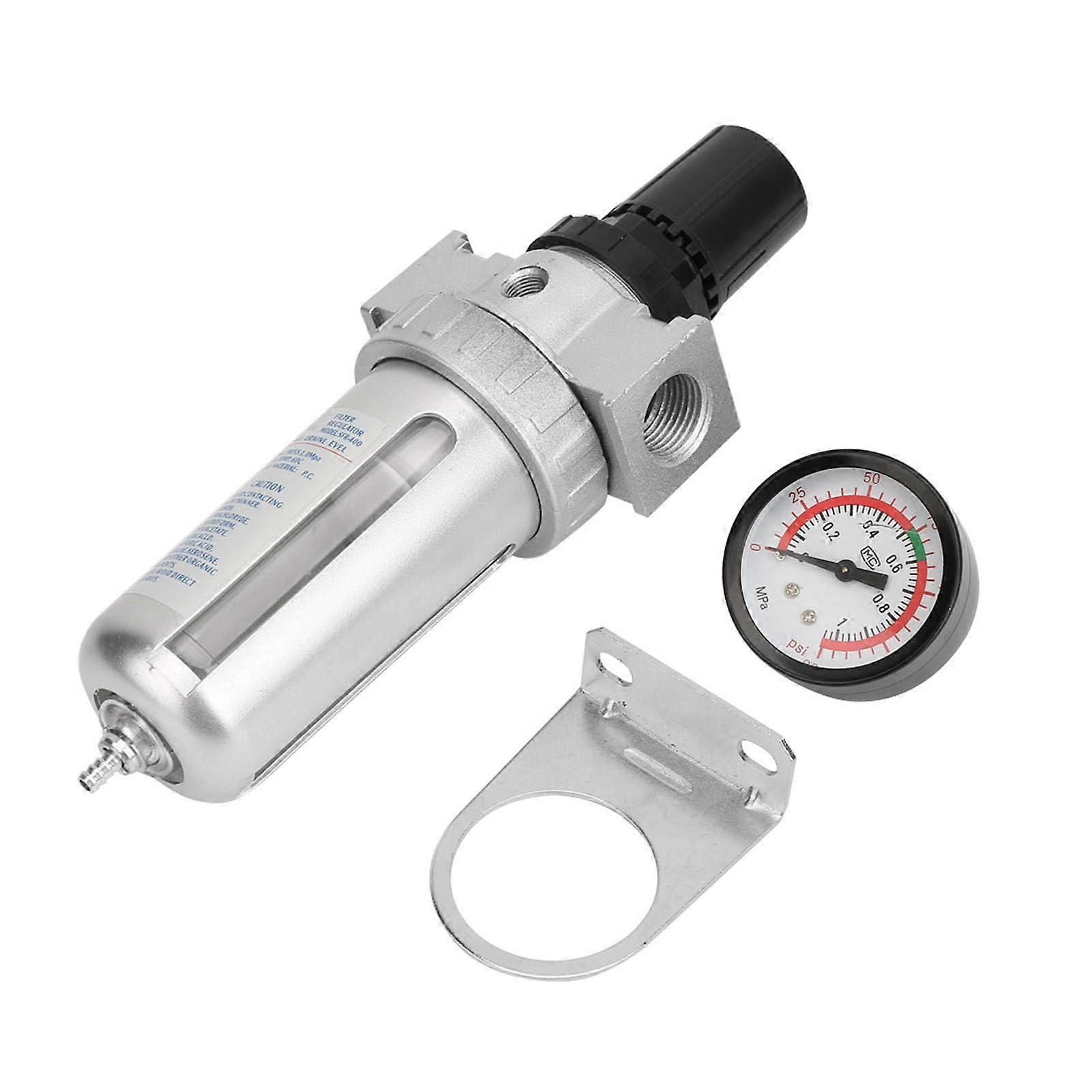 BSP 1/2 Air Compressor Filter Regulator with Water Trap and Mount, Adjustable Pressure Control