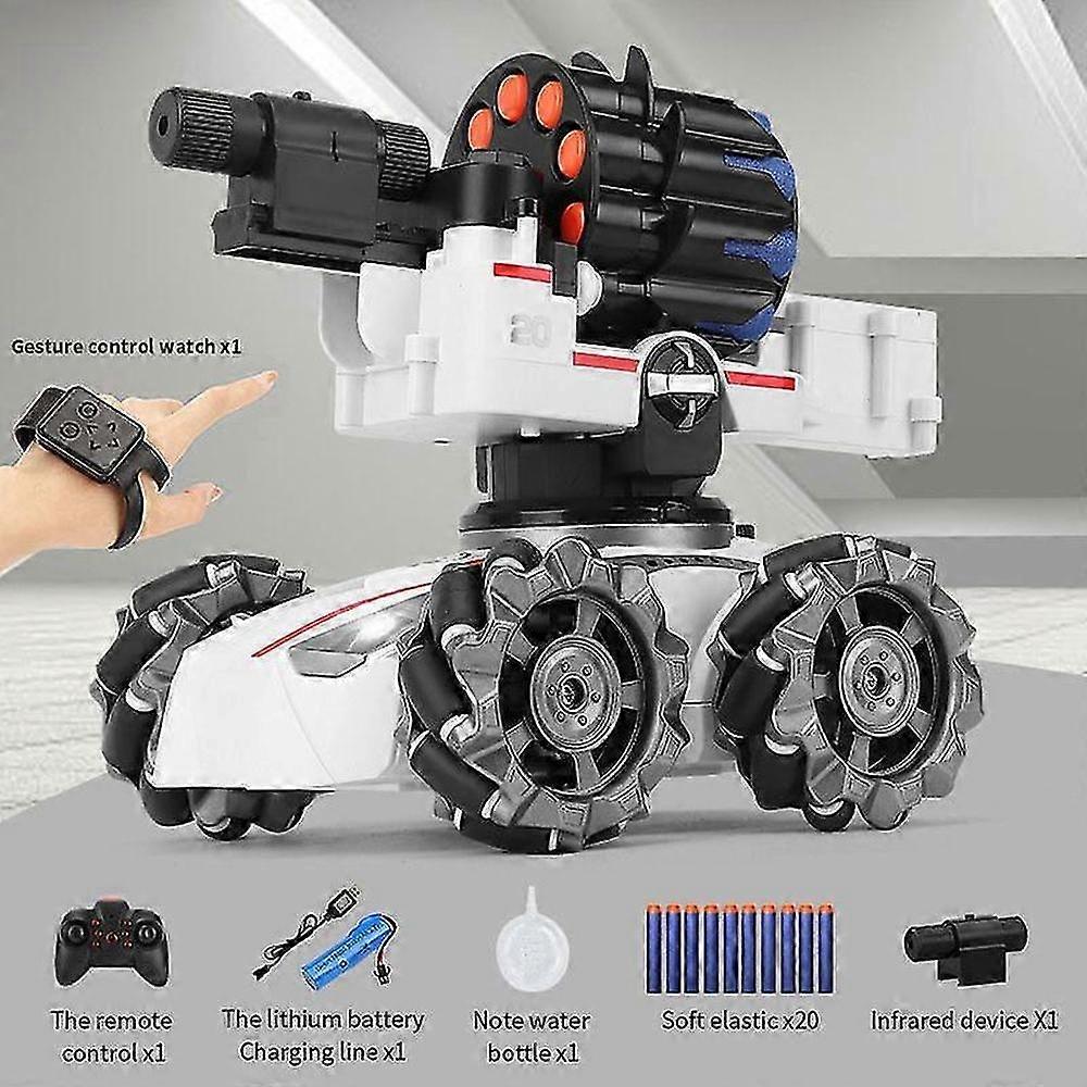 Remote Control RC Tank Toy with 3 Interchangeable Turrets for Water Bullets, Foam Darts, and
