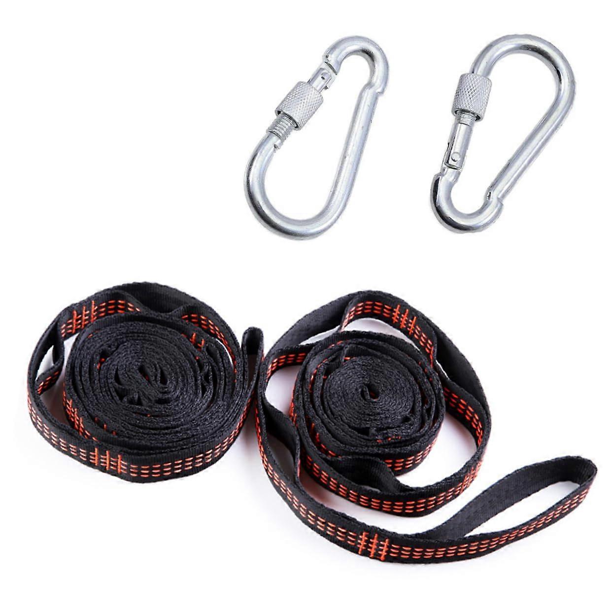 2pcs Heavy Duty Hammock Tree Straps with Adjustable Length and Secure Carabiners for Camping