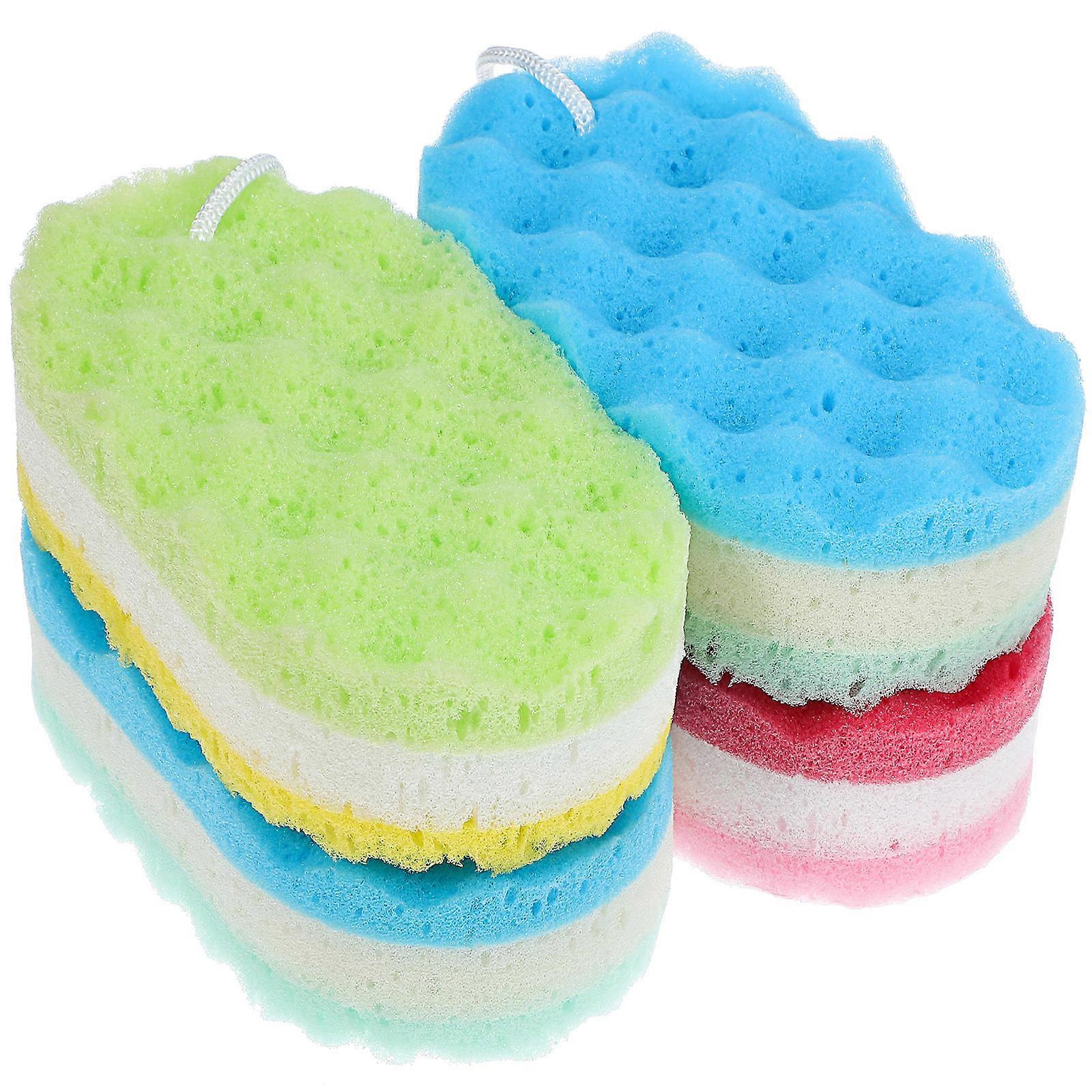 Assorted Color Bath Sponges for Shower Gentle Cleaning 4Pcs Set