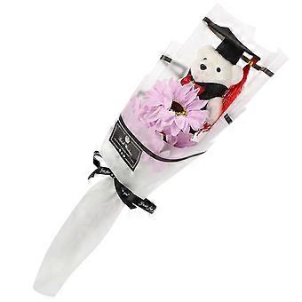 Graduation Bear Doll Bouquet Doctor Flower Bouquet for Decor Purple