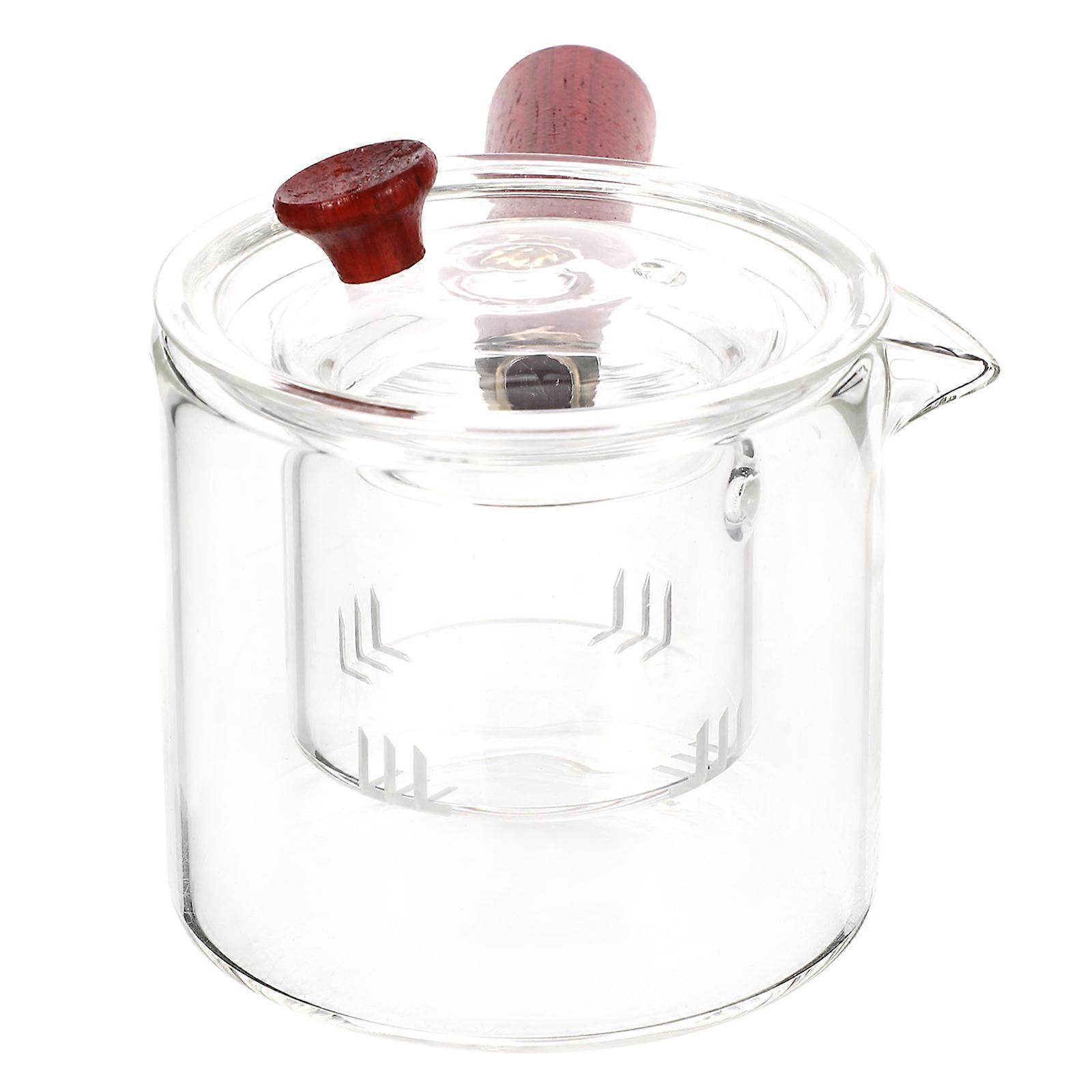 Wood Handle Infuser Tea Pot for Steeping Tea with Glass Kettle