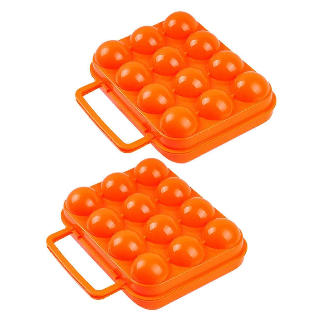 Egg Storage Container 2 Pcs Shockproof Plastic Egg Holder for Camping Picnic Vibrant Orange