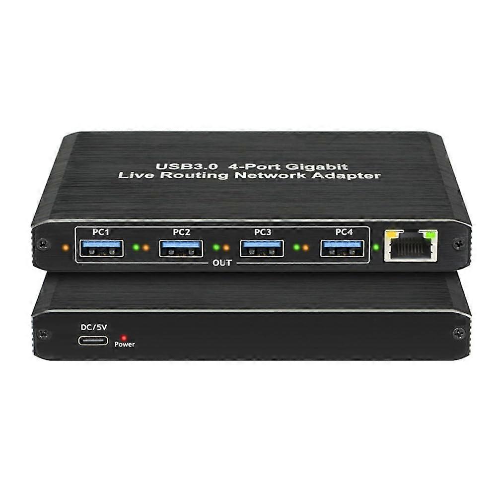 USB 3.0 Gigabit Ethernet Adapter 4Port Hub Speed Data Transfer for Computers and Streaming