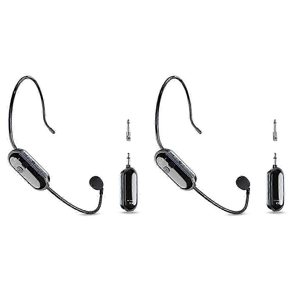 2Pcs 2.4G Wireless Microphone Headset Long Range 30M