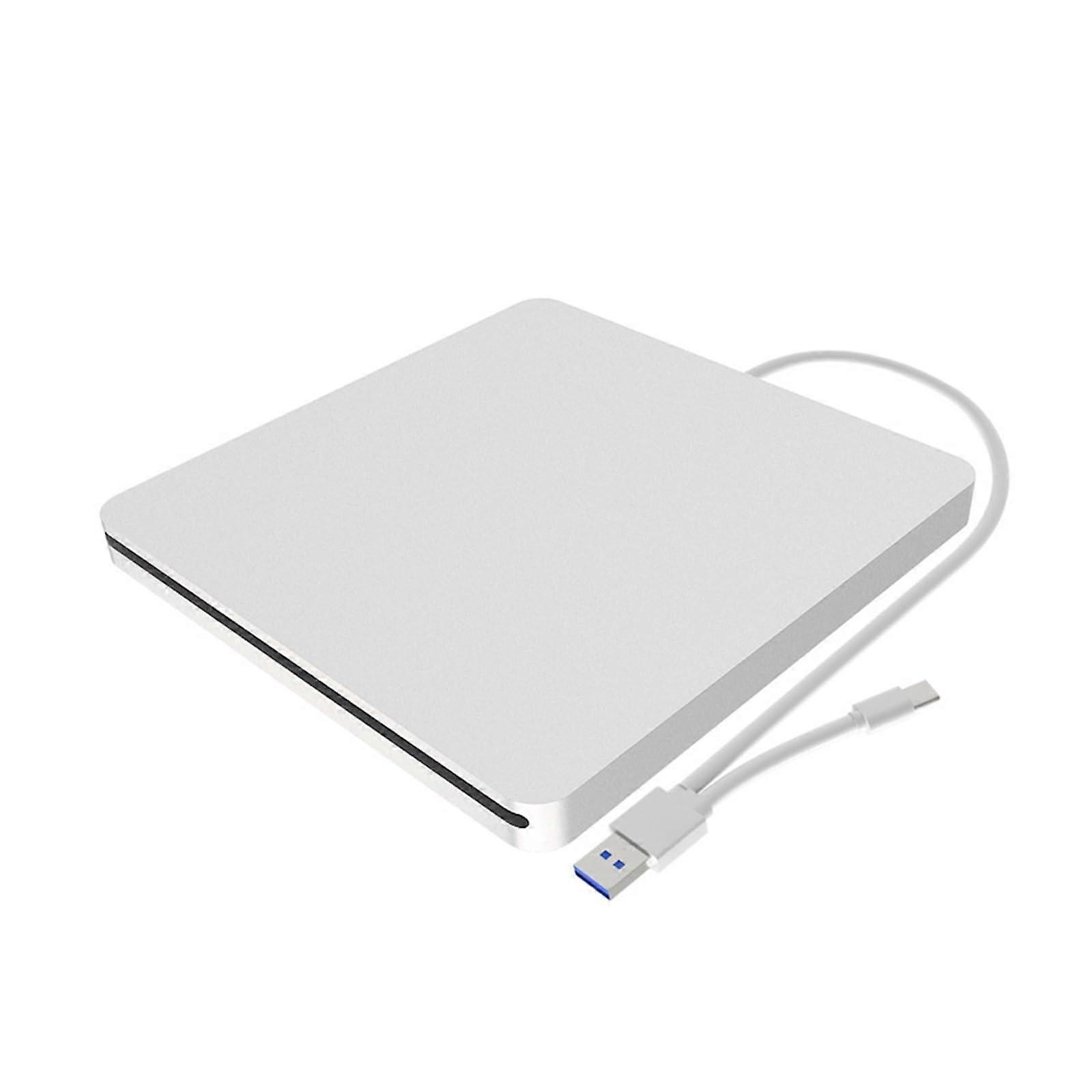 External DVD Drive USB CD/DVD Burner Speed Reading for Laptop Mac MultiDevice Silver TypeC