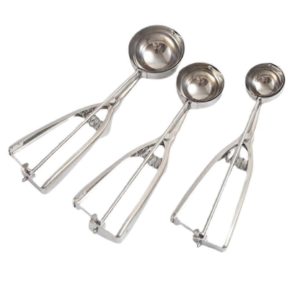 3Pcs Stainless Steel Ice Cream Scoop Set with Ergonomic Trigger Release for MultiPurpose Use