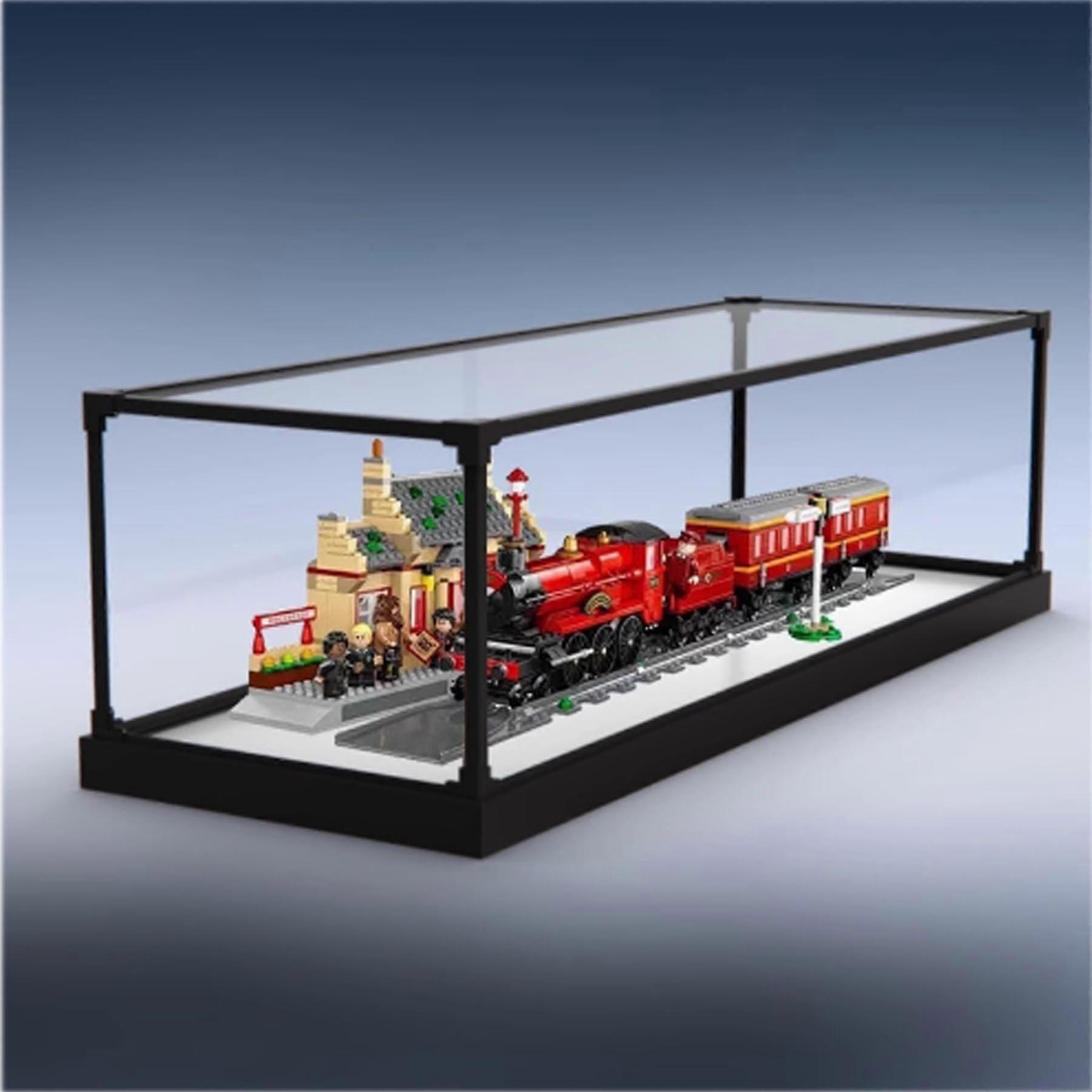 Acrylic Display Case for  76423 Train Model, Clear Dustproof Box with White Base and Easy Assembly