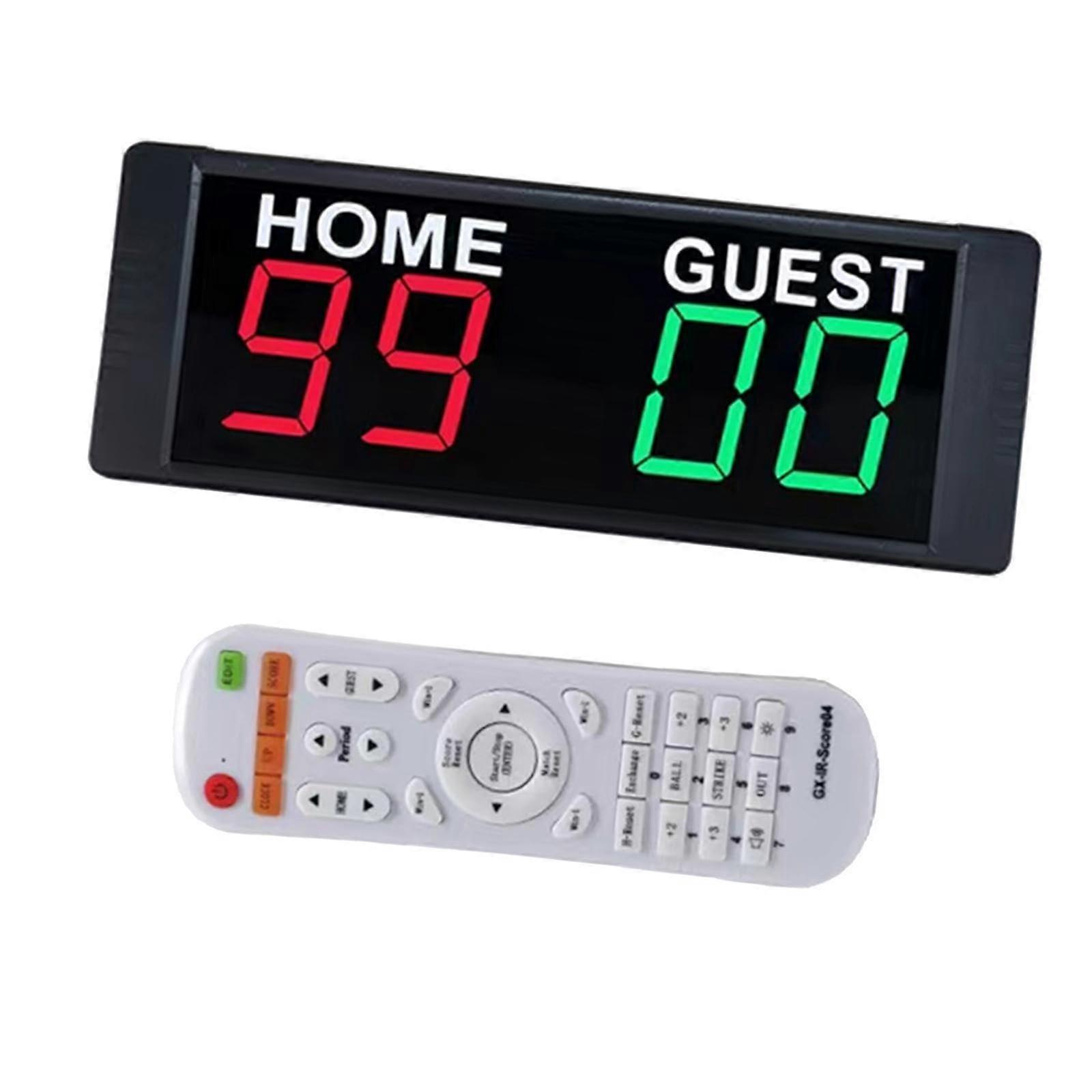 Electronic Scoreboard with Remote Control, USB Powered LED Display, Adjustable Brightness and Wall Mount Design