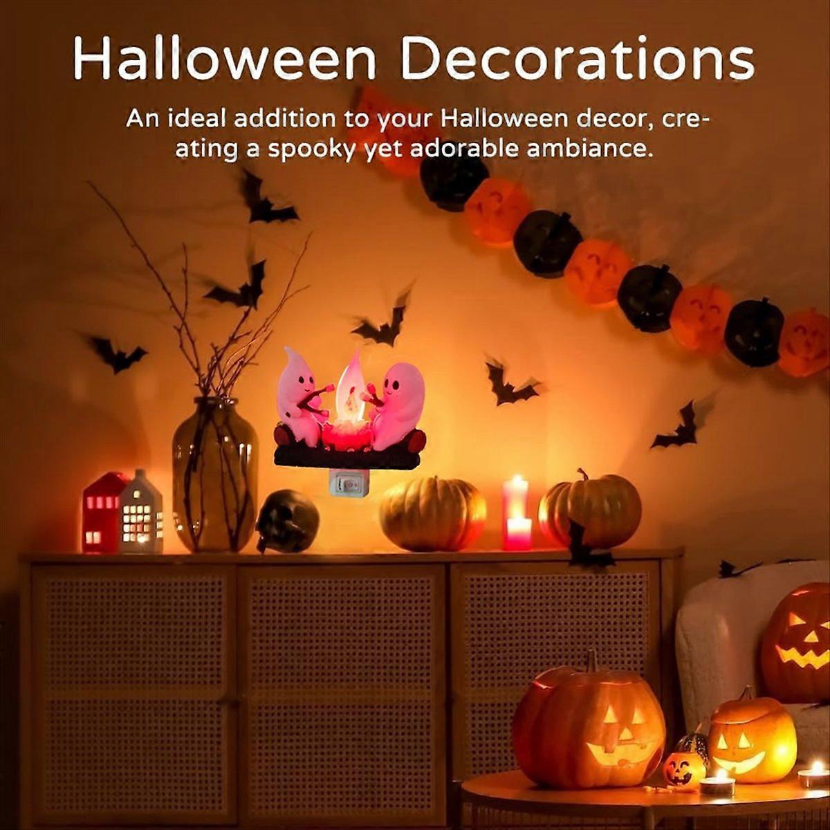 Ghost Campfire Flickering Halloween Nightlight 3D LED Decor EU Plug