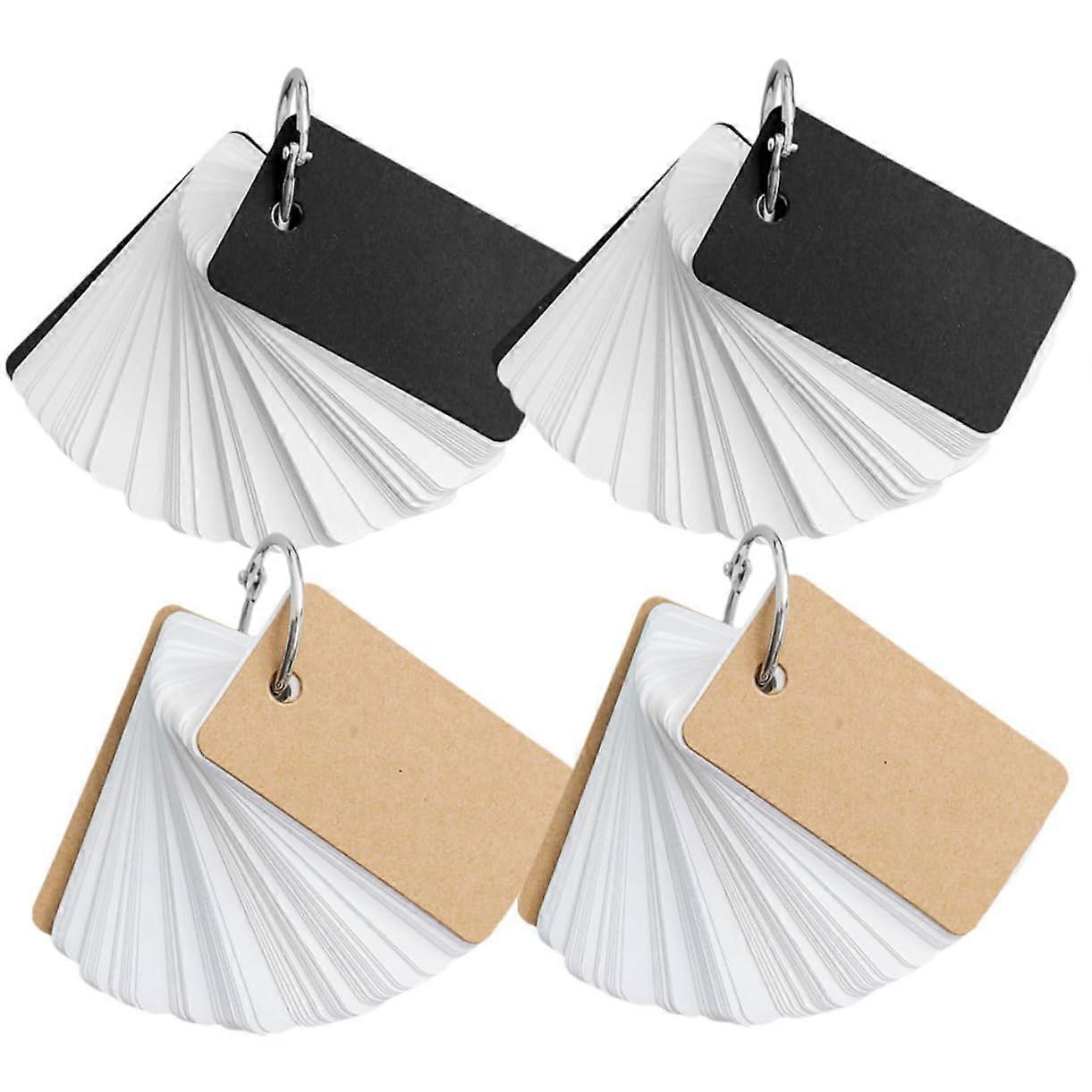 Blank Flashcards with Binder Ring for Vocabulary Study, Assorted Color Index Cards, 4 Pack