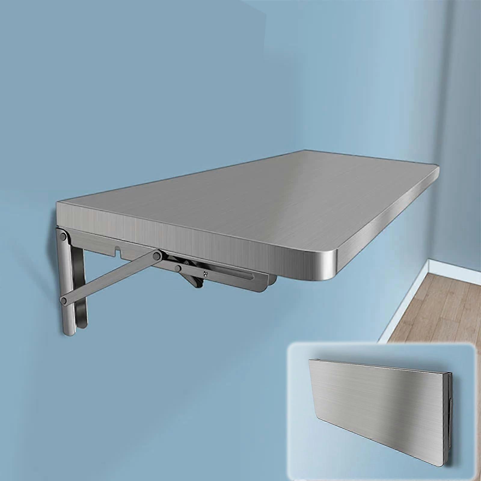 304 Stainless Steel Folding Wall Mounted Table with Snap Lock Bracket for Space Saving Kitchen Storage 90x40cm