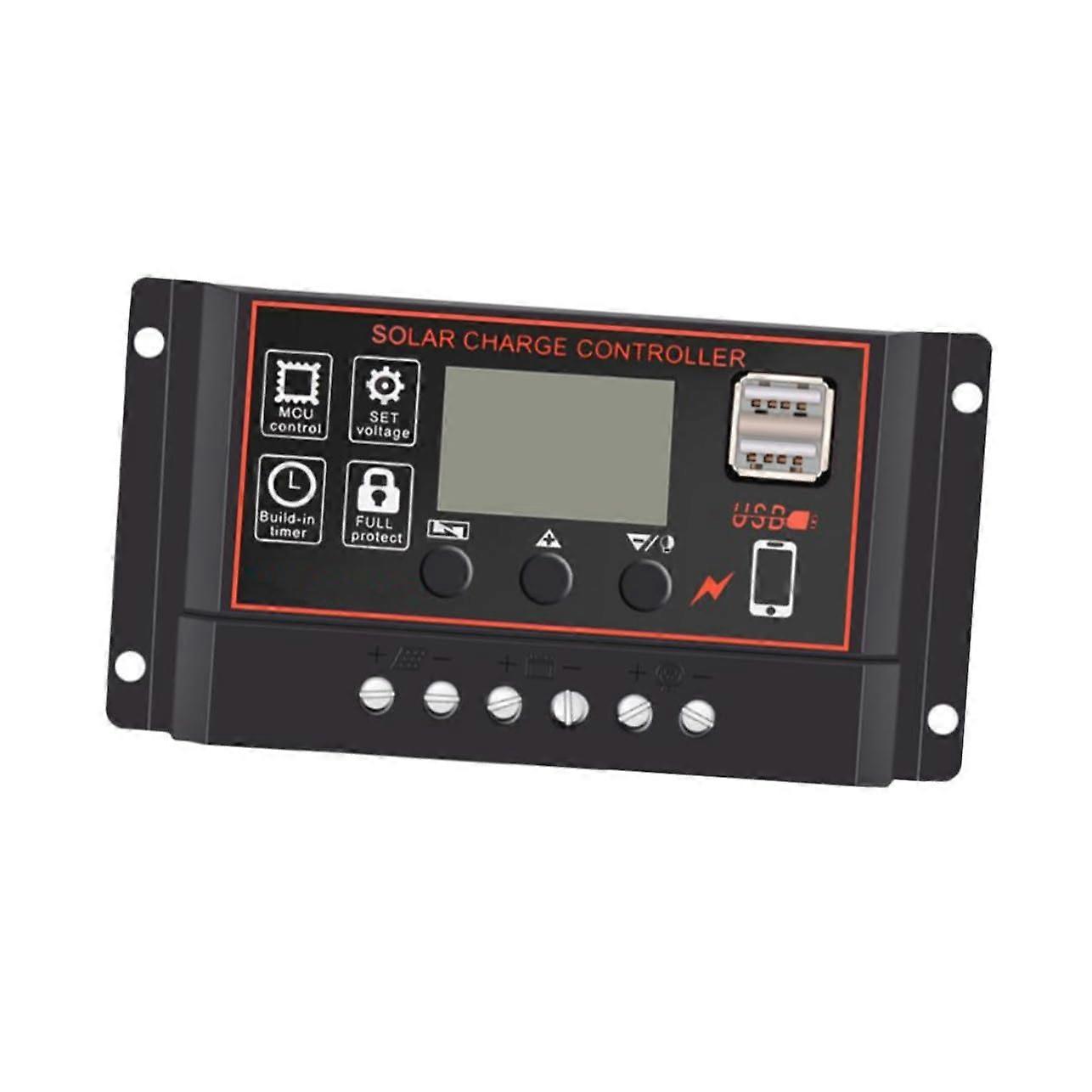 Solar Charge Controller with LCD Display Dual USB for 12V 24V Battery PWM MultiProtection