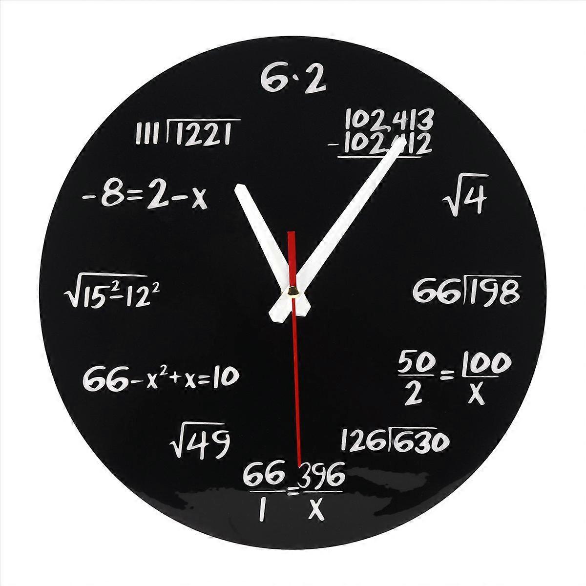 Math Formulas Clock Quiz Clock in Black and White Math