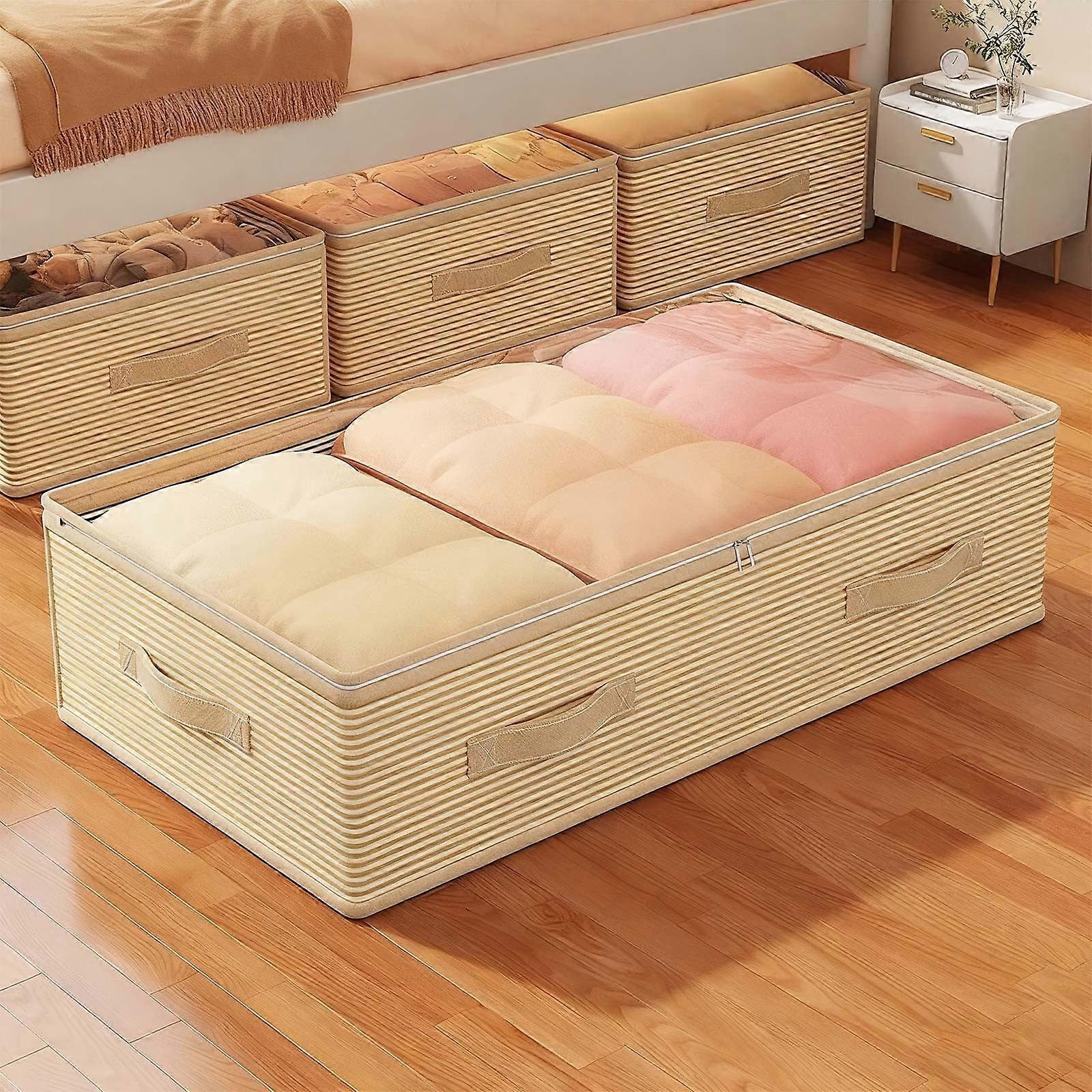 Large Under Bed Storage Containers with Handles & Clear Window, Compatible with Most Beds