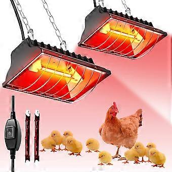 Hühnerstallheizung 2er-Pack 175W und 250W Dualmodus-Wärmelampe mit Kabel, verstellbar für Geflügel