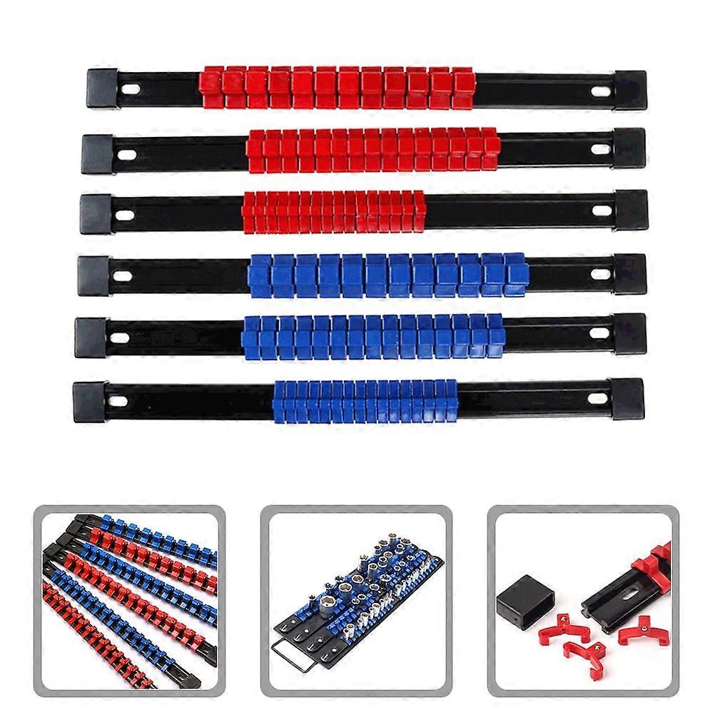 Pretyzoom 6pcs Socket Holders Iron Rectangular for Mechanics Workshop Organization