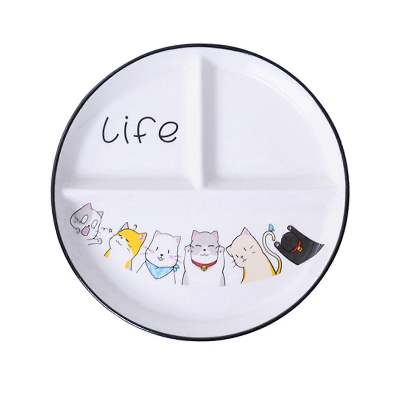 Portion Control Plate,Cute Ceramic Portion Control Plate,Divided Plates