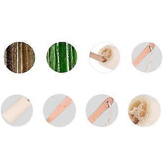 Wooden Handle Bath Brush with Loofah for Natural Exfoliation