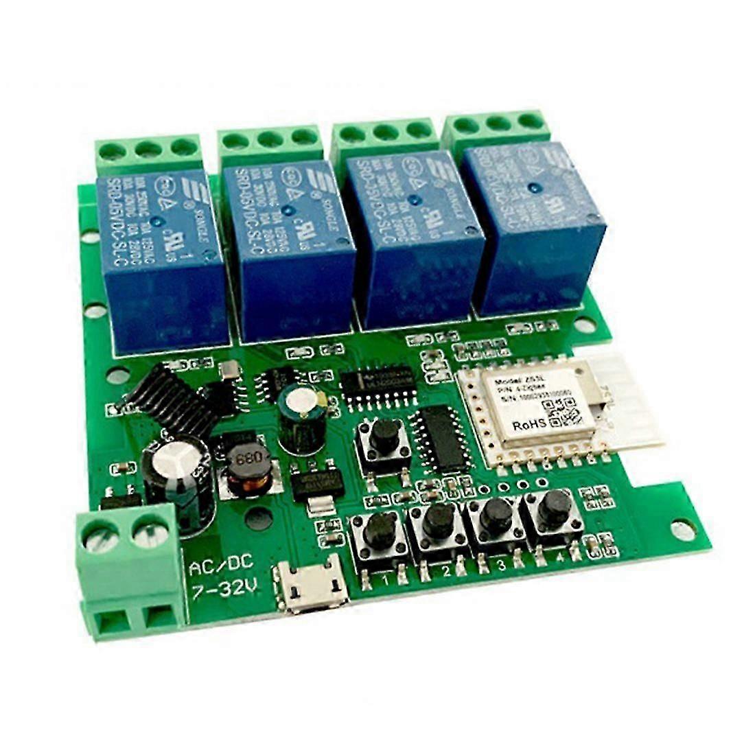 Zigbee Tuya Smart 4CH Relay Module DC5V 7-32V RF433Mhz Remote Control Light Switch Work with Google