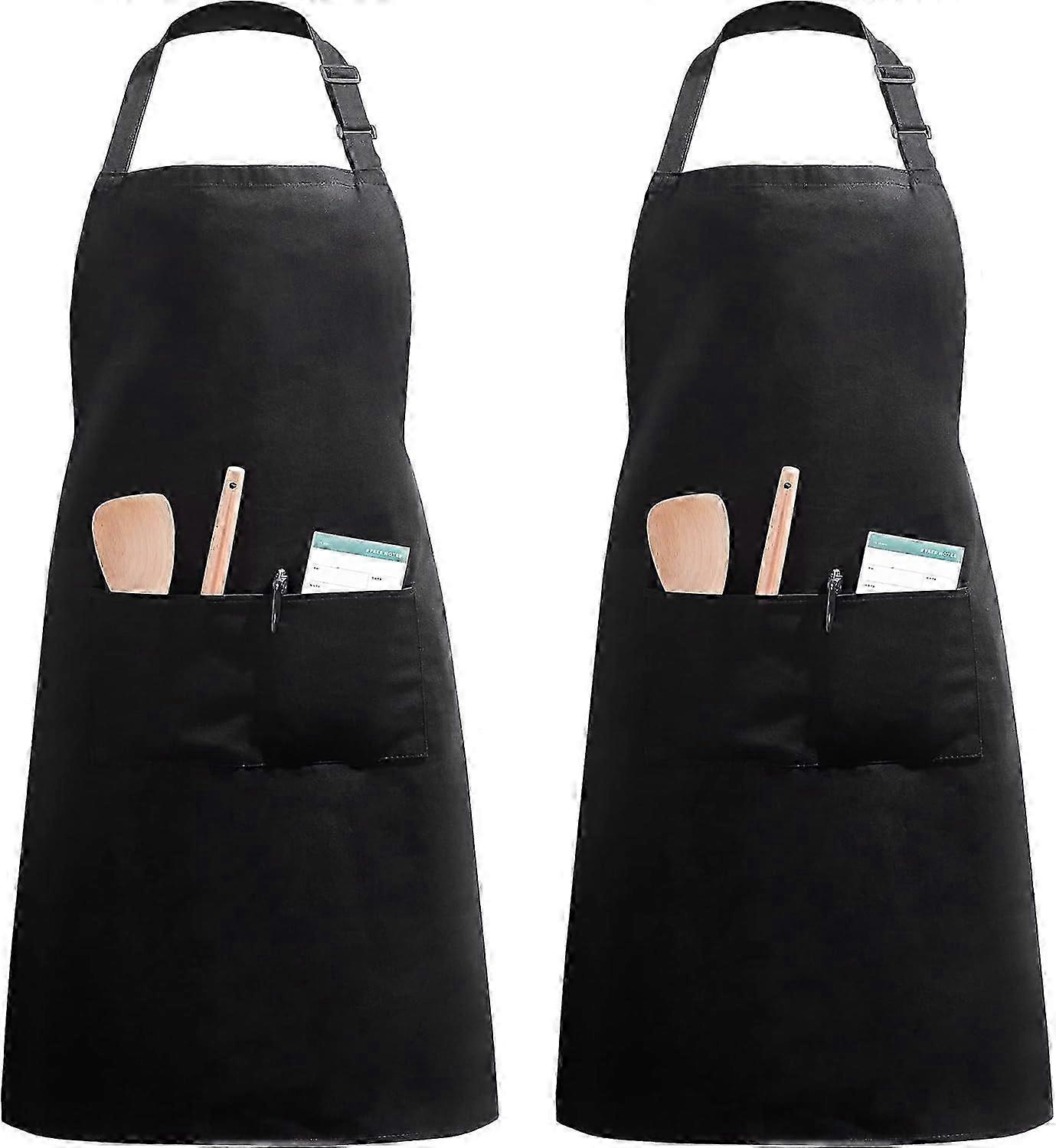 2 Pack Adjustable Apron with 2 Pockets, Cooking Apron for Kitchen Restaurant Cafe