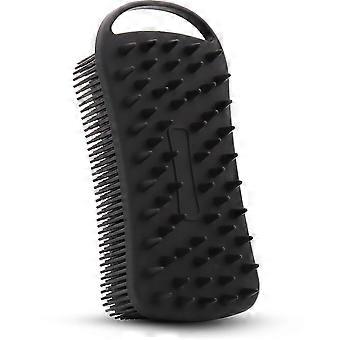 2 in 1 Silicone Loofah Square Shower Silicone Bath Brush for Sensitive Skin (Black)