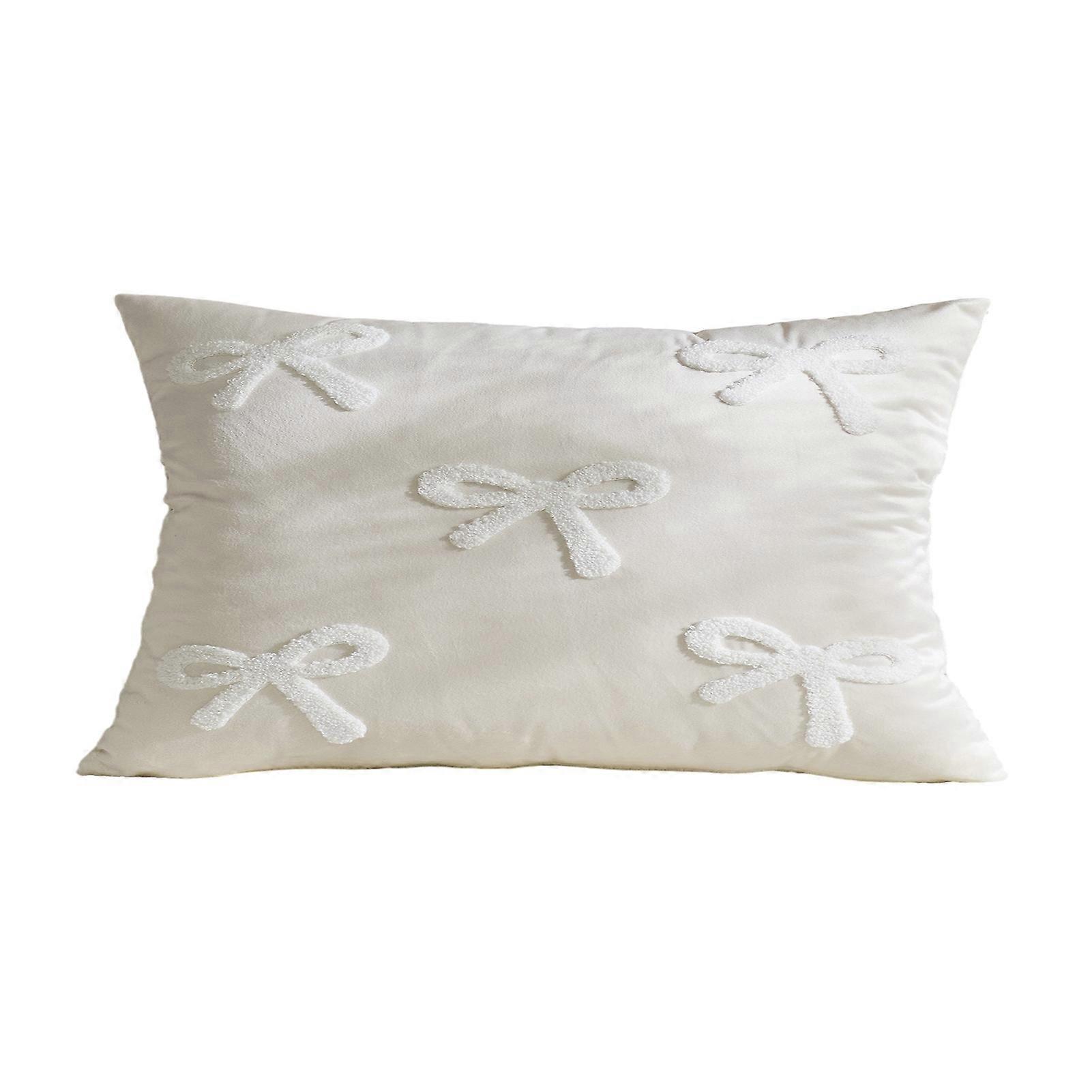 Velvet Throw Pillowcase - Soft Bow Pattern Cushion Cover for Sofa