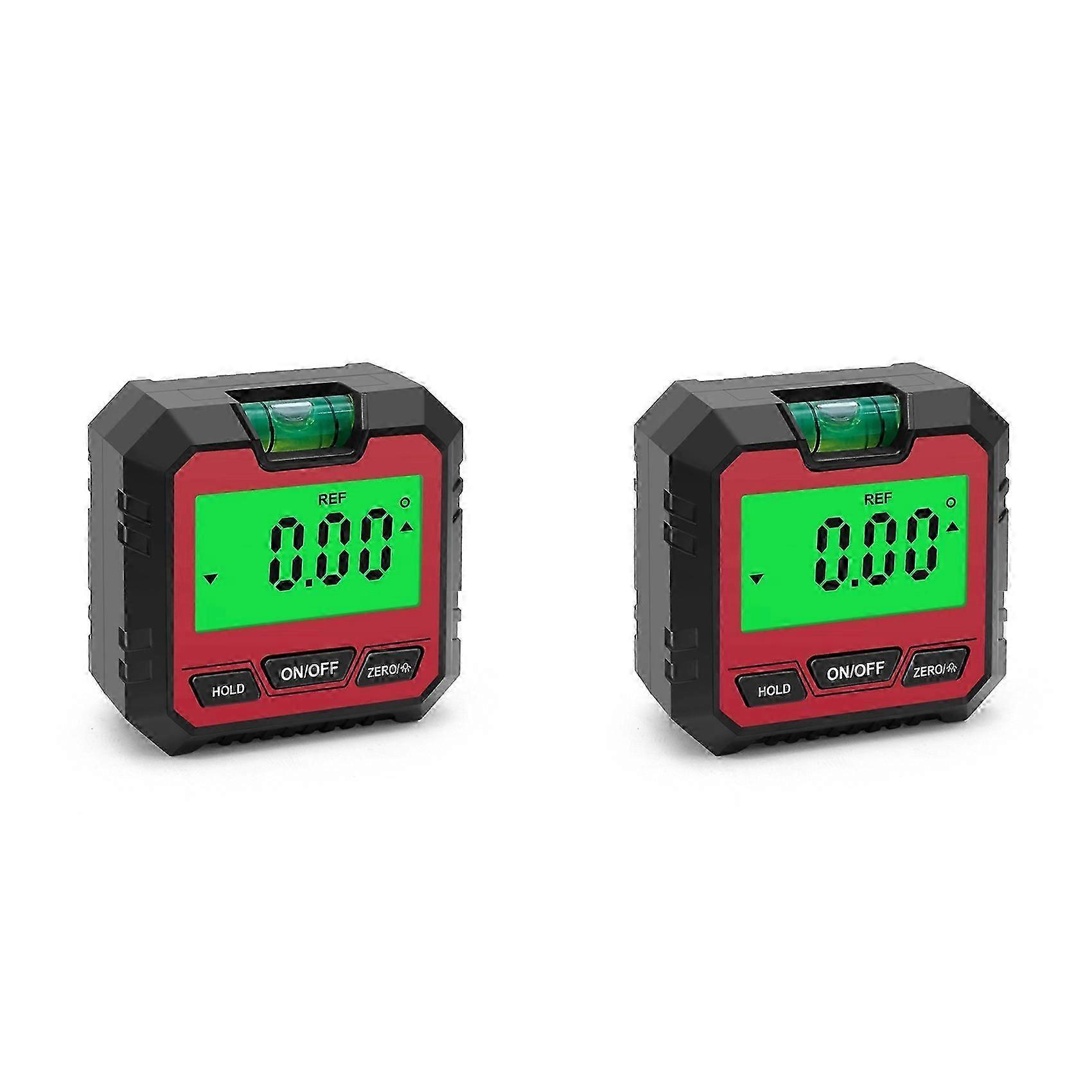 2X Mini Digital Protractor Inclinometer Electronic Goniometer Level Angle Measurement Meter Finder Level Box Red