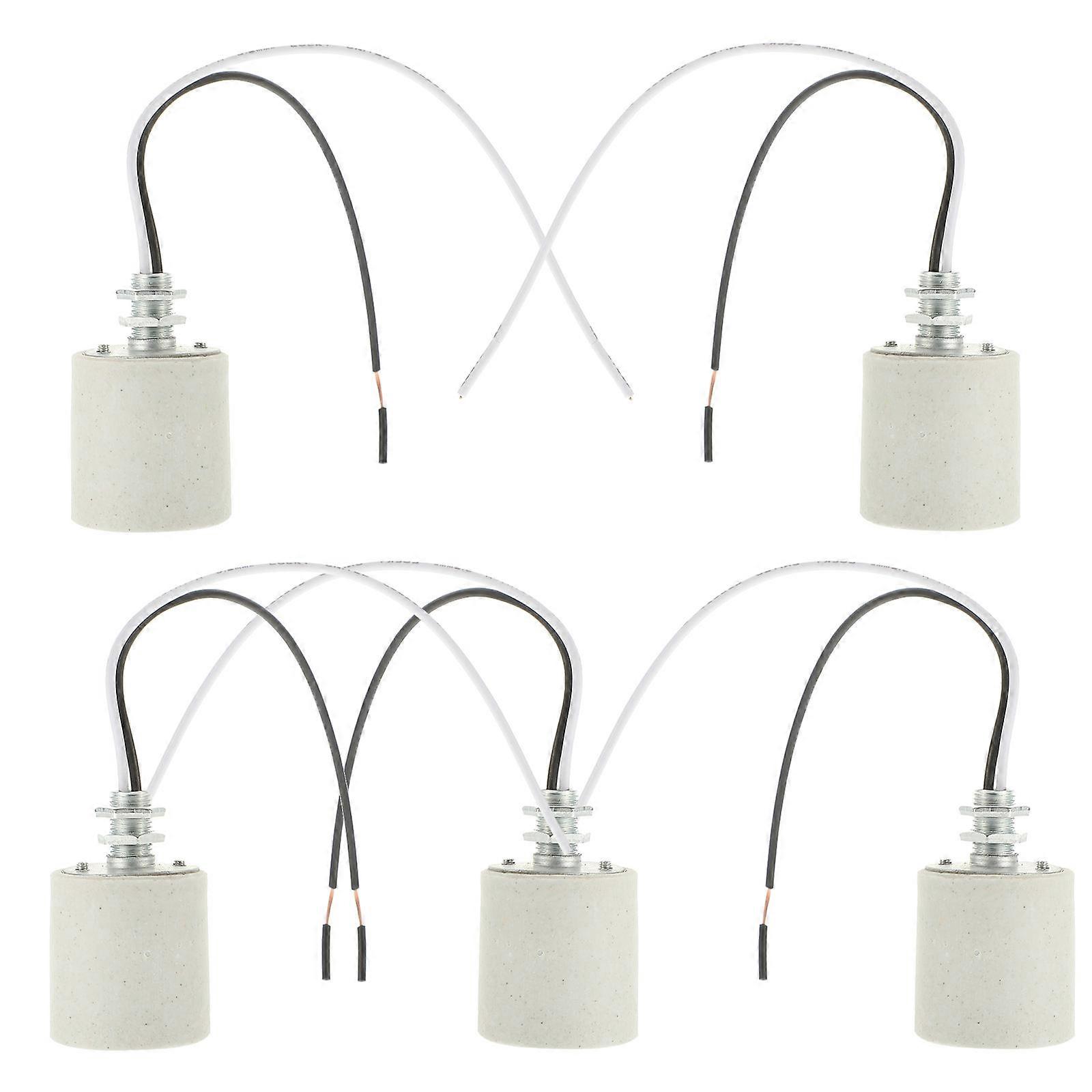 Ceramic E27 Light Socket for Lighting Use 5Pcs White Bulb Holder Lamp