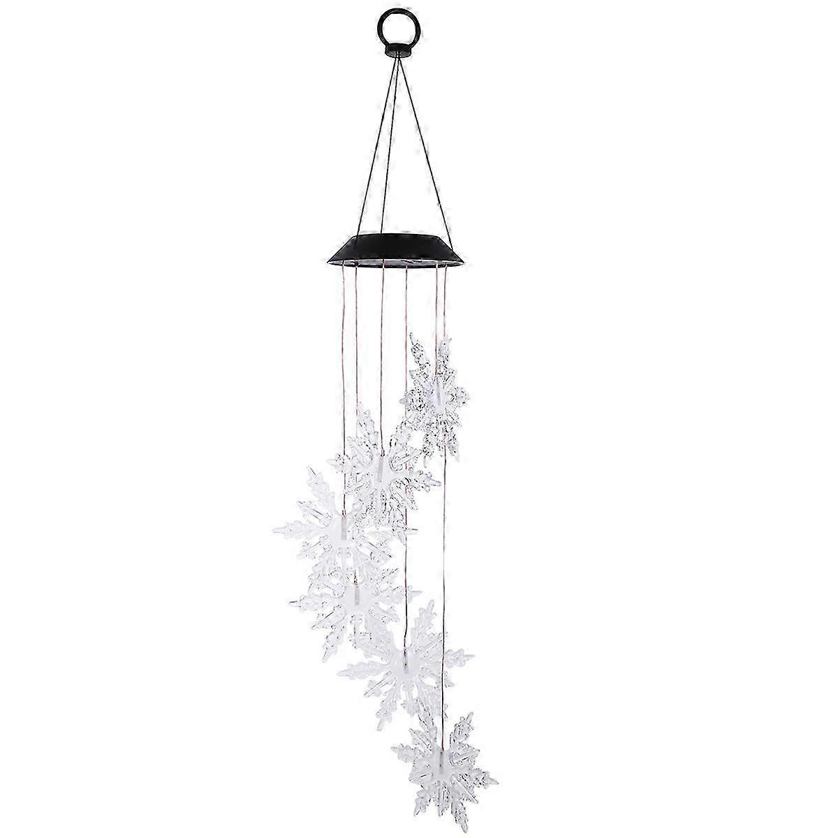 Snowflake Wind Bell Light Solar Powered compatible with Decorative Use 2Pcs Set