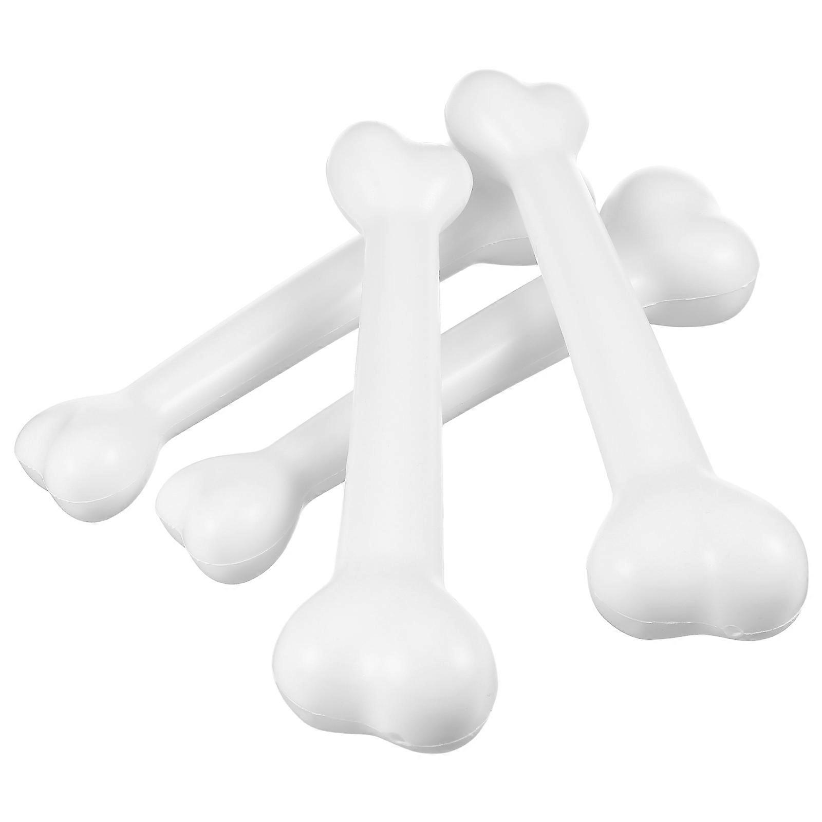 4PCS Halloween Props Simulative Human Skeleton Plastic Bones Model Dog Bones Toy False Bones (Blanco)