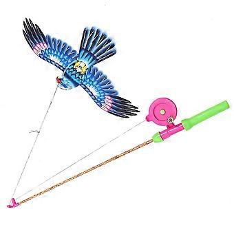 Vlieger met vogelmotief voor buiten, inclusief gesimuleerde hengel, handig voor kinderen om zich mee te vermaken (1 set).