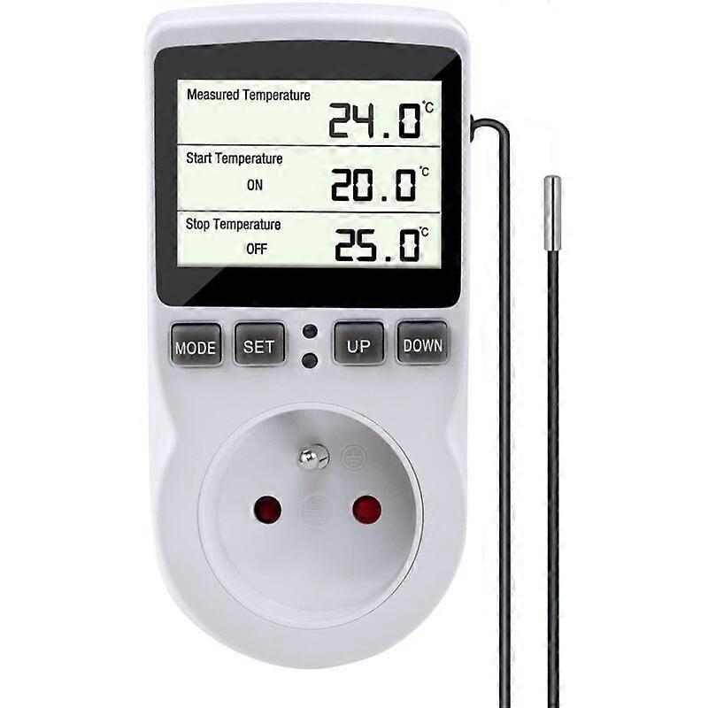 Thermostat Socket, Digital Temperature Regulator, Digital Programmable Socket with Probe, Programmable Digital Timer, Heating Thermostat Socket for Gr