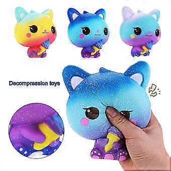 Colorful Squishy Cat Stress Relief Toy, Soft Flexible Decompression Toy for Kids & Home Decor
