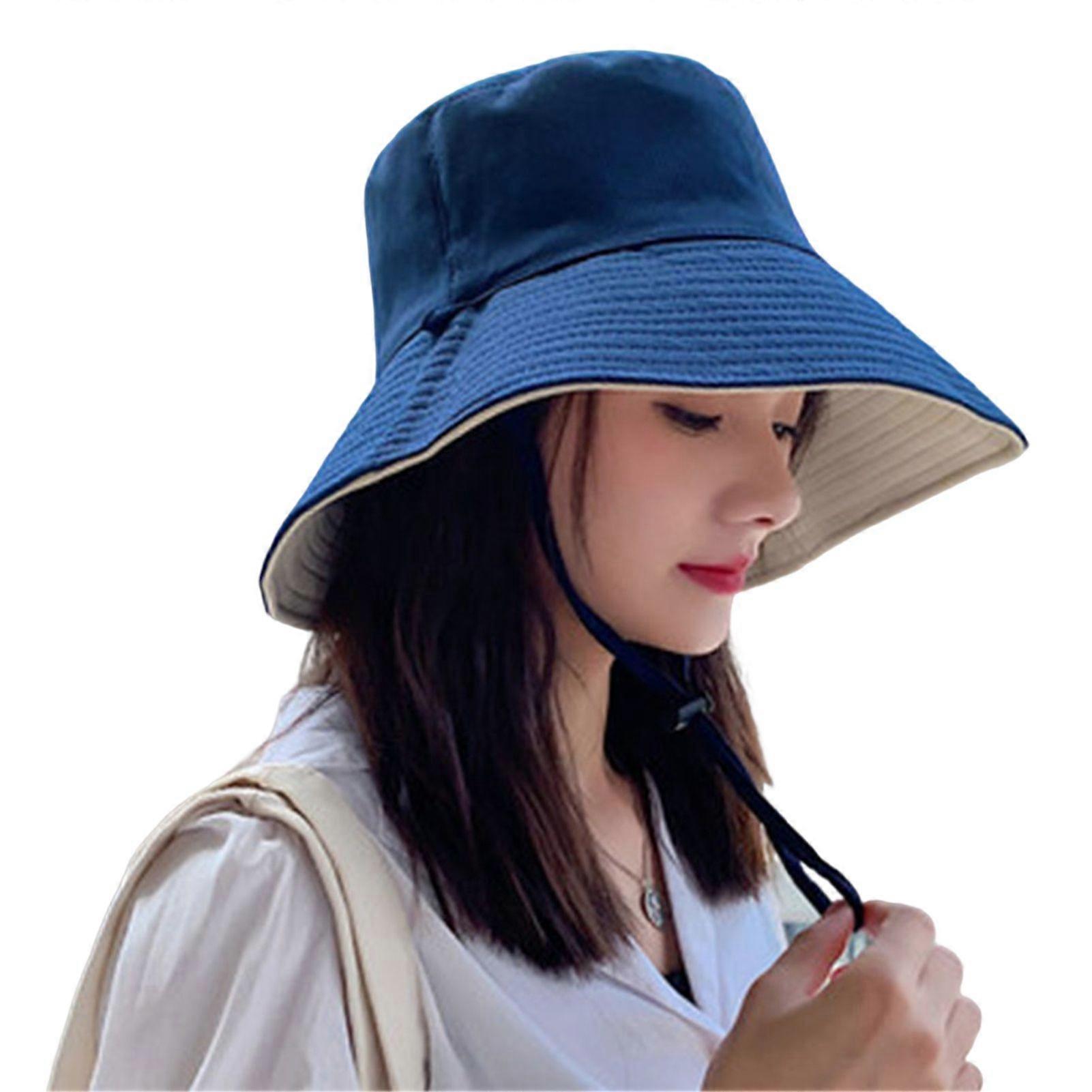 Sun Hat Solid Color Double-layered Big Sunscreen Basin Hat for Outdoor