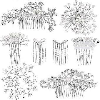 39 Pieces Wedding Hair Comb Faux Pearl Crystal Bride Hair Accessories Hair Side Comb Clips U-shaped Flower Rhinestone Pearl Hair Clips For Bride Bride