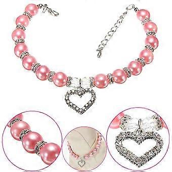 Small Dog Collar with Pearls and Rhinestones Adjustable Collar for Cat Puppy Chihuahua Poodle Pomeranin