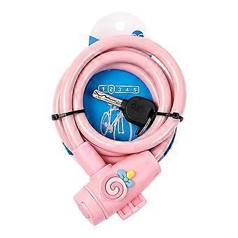 Keyless Kids Bike Lock with Long Steel Cable, 5 Number Opening for Park Use, School Gate Parking, and Bag Storage  Pink