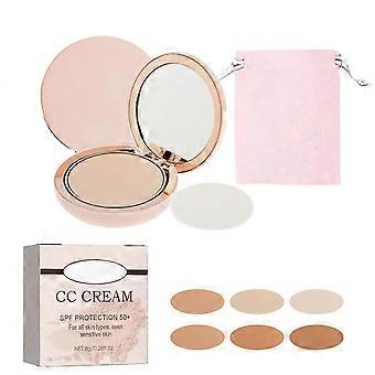 CC Cream SPF 50 Waterproof Foundation Compact with Mirror for Oil Control and Lightweight Texture